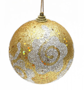 Елочный шар Bon с глиттером 8см, цвет - золото NY31-257
