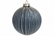 Елочный шар Bon с рельефом и декором из глиттера, 10см, цвет - тёмно-синий антик 118-005