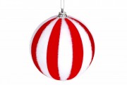 Елочный шар Bon с велюровым покрытием 10см, цвет - красный с белым 787-327