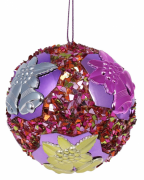 Елочный шар Bon с декором 8см, с цветком NY21-133