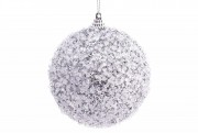 Елочный шар Bon 10 см, цвет - серебристый с покрытием лед 182-958
