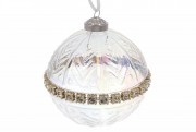 Елочный шар Bon с декором из камней, 10см, цвет - бриллиантовый прозрачный NY15-075