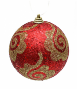 Елочный шар Bon с глиттером 8см, цвет - красный NY31-257
