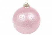 Елочный шар Bon с покрытием лёд, 12см, цвет - бриллиантовый розовый NY15-052