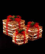Фигура Подарки LED набор 3шт 40/30/20см золотое плетение 8 Gonchar