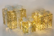 Фигура Подарки LED набор 3шт 40/30/20см золотой с белым 8 Gonchar