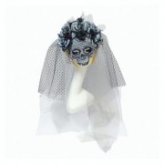 Маска Череп невесты с фатой Halloween 17-833BLK-GY