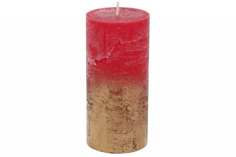 Свічка циліндрична Bon C07_15_1-3.0.9.2, 15см амбре, колір - червоний рубіновий із золотом