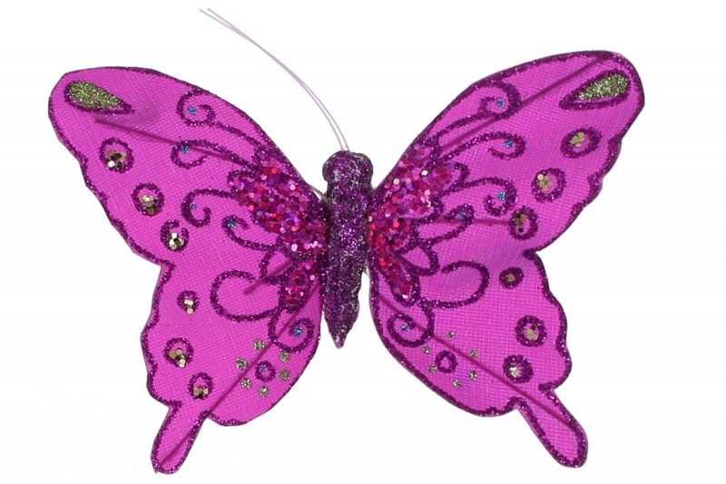 Декоративная бабочка Bon на клипсе 12см, цвет - фиолетовый 117-858