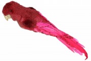 Декоративний птах Папуга на кліпсі Bon 32см, колір - червоний 117-587
