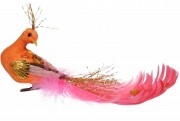 Декоративная птица Bon на клипсе Павлин 17см, цвет - розовый 155-528