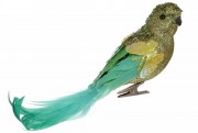 Декоративний птах на кліпсі Bon 20см, колір - зелений