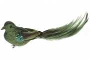 Декоративний птах на кліпсі Bon 20см, колір - лісовий зелений 499-044
