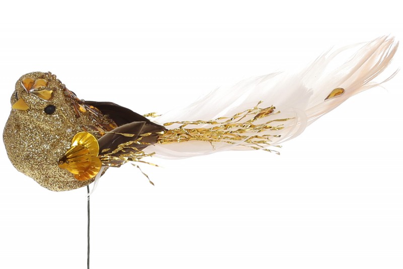 Декоративний птах Bon 18см, колір - золото 112-511