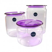 Набір банок Luminarc Plano Purple 3 предмети фіолетова кришка (500мл, 750мл, 1л) 32941 MLM-N3453