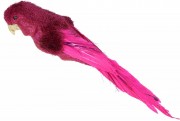 Декоративная птица Попугай на клипсе Bon 32см, цвет - малиновый 117-589