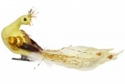 Декоративная птица Bon на клипсе Павлин 17см, цвет - желтый 155-528