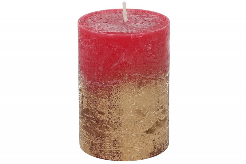 Свічка циліндрична Bon C07_10_1-3.0.9.2, 10см амбре, колір - червоний рубіновий із золотом
