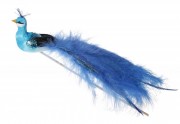 Декоративная птица Bon 24см, цвет - синий 117-559