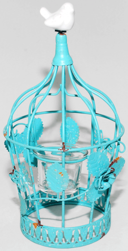Декоративний свічник SNT Метелики 24,5см, блакитний антик 777-054