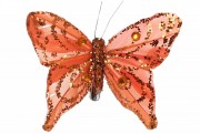 Декоративная бабочка Bon на клипсе 11.5см, цвет - оранжевый 117-888