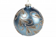 Ялинковий шар Bon з декором 10см, колір - кобальтовий синій 874-712
