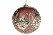Елочный шар Bon с декором из бусин и страз, 8см, цвет - божоле 874-219