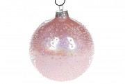 Елочный шар Bon с покрытием лёд, 10см, цвет - розовый перламутр NY15-047