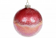 Елочный шар Bon с покрытием лёд, 12см, цвет - бриллиантовый алый NY15-941