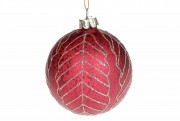 Елочный шар Bon с матовым покрытием и рисунком из глиттера, 10см, цвет - красный антик NY15-852