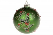 Ялинкова куля Bon з декором Омела та стразами 8см, колір - зелений антик 874-242