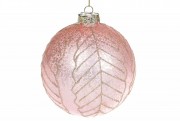 Елочный шар Bon с матовым покрытием и рисунком из глиттера, 10см, цвет - розовый антик NY15-854