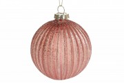 Елочный шар рельефной формы с глиттером Bon , 8см, цвет - розовое золото NY15-951