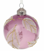 Елочный шар Bon 8см Лист, прозрачное стекло, цвет - фиолетовый 854-317