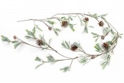 Гірлянда Bon із листя в інеї з шишками 758-232