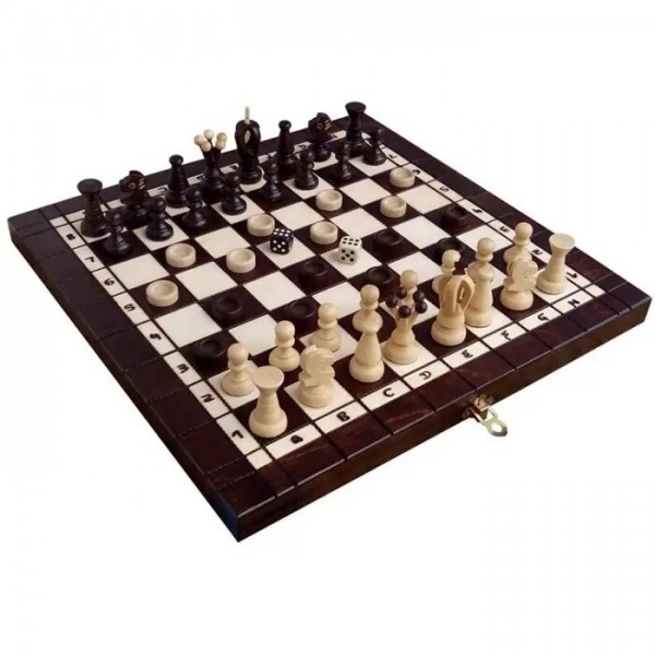 Комплект 3в1 шахи + шашки + нарди Present середні 355*355 мм СН 143