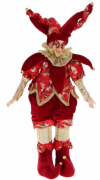 Декоративна новорічна іграшка Bon Арлекін без пояса, 45см, колір - червоний із золотом NY14-702