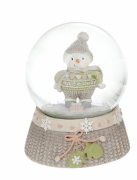 Декоративна водяна куля Bon Сніговічки-малюки в зеленому светрі 8,5см 559-399