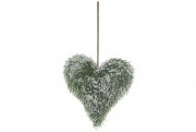 Декоративное подвесное Сердце Bon из хвои в инее 15см 810-517