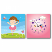 Часы настенные SNT на холсте 2х секционные Балерина детские (28*28см 1 секция) 06-100