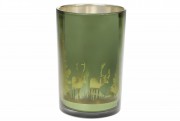 Свічник скляний Bon з малюнком Ліс, колір - зелений зелений, 18см 549-149