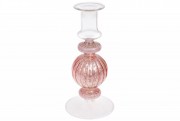 Свічник скляний Bon 18см, колір - рожевий 115-018