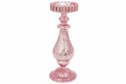 Свічник скляний Bon 28см, колір - рожевий антик NY15-085