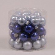 Шарики стеклянные 3 см. голубые-синие (45 шт.) Flora 44546