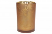 Свічник скляний Bon з малюнком Листя, колір - коричневий, 18см 549-142