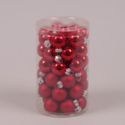Шарики стеклянные 2,5 см. красные (48 шт.) Flora 44516
