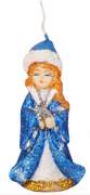 Декоративна новорічна свічка Bon Снігуронька 8см, колір - синій NY18-N25
