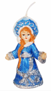 Декоративная новогодняя свеча Bon Снегурочка в платье 8см, цвет - синий NY18-N25