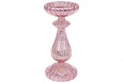 Свічник скляний Bon 24см, колір - рожевий антик NY15-084
