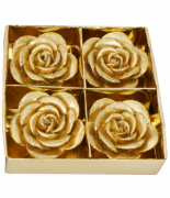 Набор декоративных свечей Bon (4шт) Роза 15см, цвет - золото Q00-160
